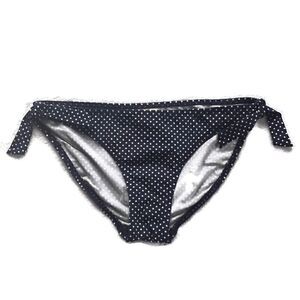 Lands End Polka Dot Side Tie Brief Bikini Bottom